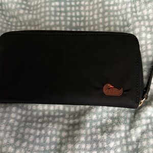 Dooney & Burke RARE black nylon zipper wallet embroidered duck